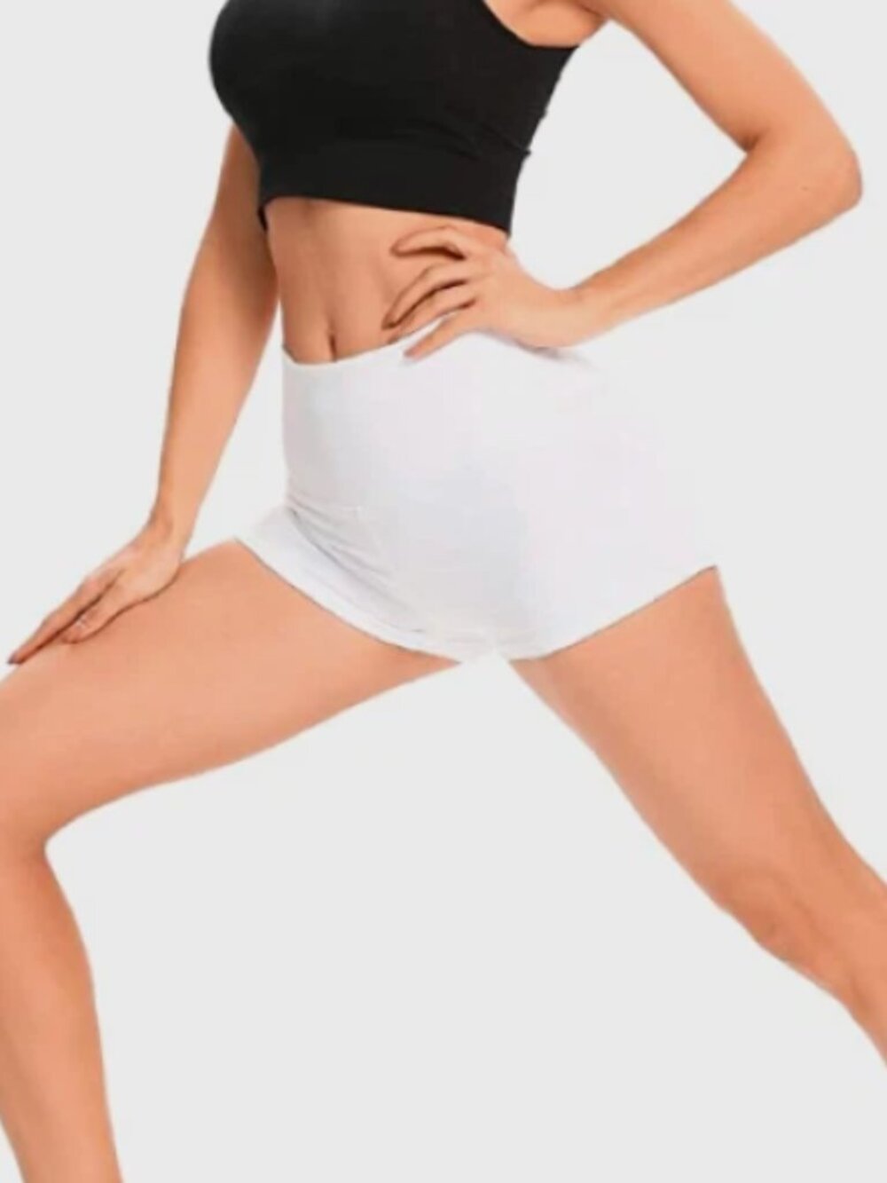 LXNMGO Women's High Waist Activewear White Shorts Tummy Control Workout SZ S